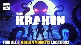 THE KRAKEN BOSSFIGHT MAP FORTNITE - FIND ALL 3 GOLDEN MONKEYS LOCATIONS