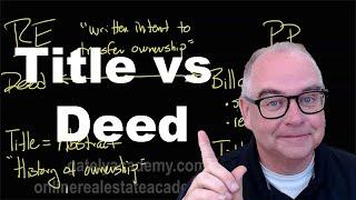 What is the difference between Title and Deed for the real estate exam