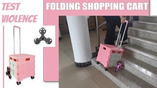 8 Wheel Folding Shopping Cart,Collapsible Utility Cart Wheeled Rolling Crate,Stair Climbing Cart