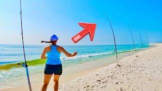 GIRL FISHING FLORIDA BEACH