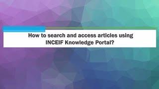 How to search articles: INCEIF Knowledge Portal