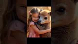 Embrace Magic a Girl's Heartwarming Hug with a Giant Deer #shorts #viralshorts  #3danimation