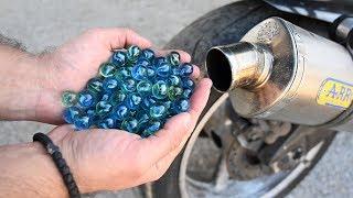 EXPERIMENT 100 MARBLES in MOTORCYCLE EXHAUST