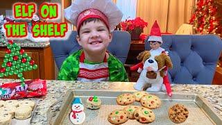 Making Christmas Cookies with ELF on the Shelf! Caleb and Mommy call SANTA at the North Pole!