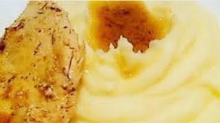 حضري اطيب عصيدة بطاطا بالدجاج في عشر دقائق   purée avec  sauce _ escalopes de poulet