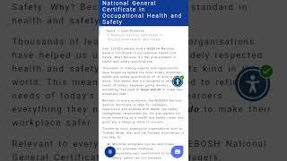 Nebosh  International General Certificate Course.( IGC).