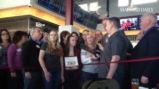 Dan O'Leary and Jack Brandenburg speak before ribbon cutting at Brown Iron Brewhouse in Washington T