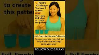 Move Only ONE Glass!  Can You Solve..