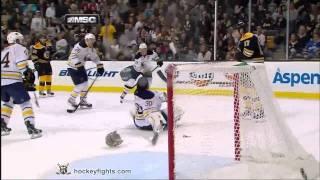 Milan Lucic hits Ryan Miller Nov 12, 2011