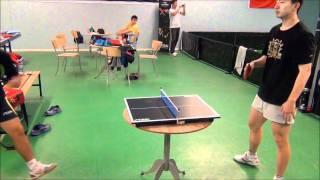 Liu Guoliang vs. Ma Long in mini table tennis!