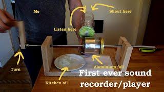 DIY phonograph - sound recorder/player from aluminium foil and wood