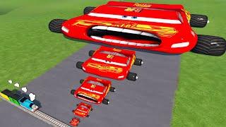 Big & Small Wide Lightning McQueen Monster Truck VS Thomas The Tank Engine Trains | BeamNG.Drive