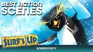 Greatest Surf's Up Action Moments ‍️ Surfing Penguins Animated Movie | Screenfinity