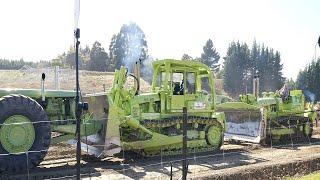 Detroit Powered Terex and Euclid Bulldozers pushing a Terex TS24 Scraper