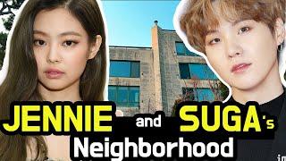 Walking from Suga's house to Jennie's house. Where Korean celebrities live. UN Village