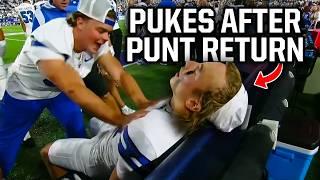 Teammates had no idea this BYU punt returner was going to throw up after touchdown, a breakdown