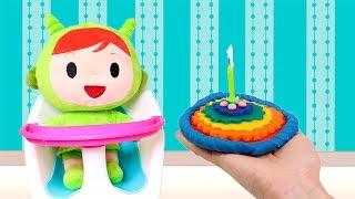  POCOYÓ  Hacemos una tarta Play Doh de colores para Nina  | Juguetes Pocoyó en Español