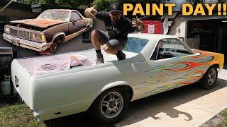 El Camino Honda Body Swap Paint Reveal! | Hurricane Damage Cleanup & Full DIY Paint Job