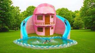 [Part end] Slide Into Paradise!  Epic Mud House with Water Slides & Pool Fun! 