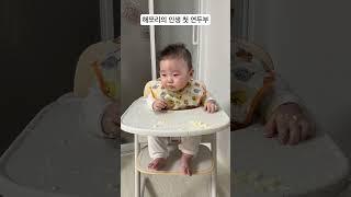 (D+211) 해쪼리의 인생 첫 연두부 #연두부 #6개월아기 #육아기록 #육아일상 #촉감 #놀이