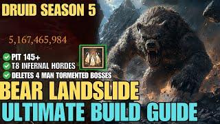 Pure Landslide Bear Druid Ultimate Build Guide Best Tormented Boss Farmer Season 5 Diablo 4