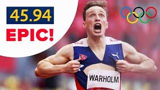 EPIC WORLD RECORD ^ ^ 45.94 ^ ^ Karsten Warholm ^ ^ 400m Hurdles ^ ^ Tokyo Olympics 2021