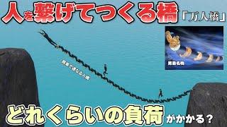 人が連なってつくる橋「万人橋」にはどれだけの力が必要？【物理エンジン】