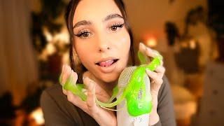 ASMR wet Mouth Sounds  with Slime on Mic  No Talking 