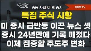 모닝 브리핑. 미 증시 급반등 이끈 뉴스 셋. 이란 맞대응. 트럼프 메세지. 금리인하 발언 증시 영향. 24년만에 상승 기록 깬 코스피. 더 오를 가능성. 집중해야 할 주도주 변화