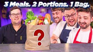 Chef vs Normals: GROCERY SHOP CHALLENGE | 3 Meals, 2 Portions, 1 Bag, 0 Waste