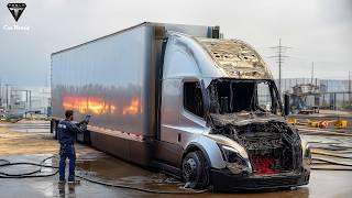 Tesla Semi Truck Battery Secrets Revealed After Highway Fire Crash! New Battery Tech Ready?