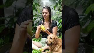 Eating Mango in the Rain | A Beautiful and Refreshing Moment  #deepsleep #rainsounds #sleepmusic