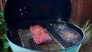 Smoked ribs on Weber 26 Kettle ▷Is Glen Blue the BEST WEBER Color Ever?!?