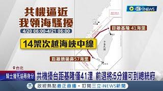 共機擾台距基隆僅41浬 前退將:5分鐘可到總統府 國軍恐反應不及 共機未進我領海領空 綠委:若侵犯國軍須強硬回擊│記者 游任博 黃澄柏│【台灣要聞】20240421│三立iNEWS