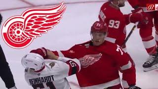 Simon Edvinsson sits down Cole Reinhardt | Red Wings vs Senators Fight