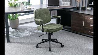 Wahson Retro Home Office Chair PU Leather Desk Chair Swivel Computer Chair with Armrest Green