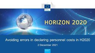 Webinar session: Avoiding errors in declaring personnel costs in Horizon 2020 grants