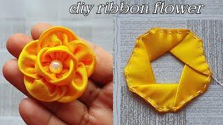 Ribbon flower / How to make ribbon flowers / Fabric Flower making / Ribbon flower how to make