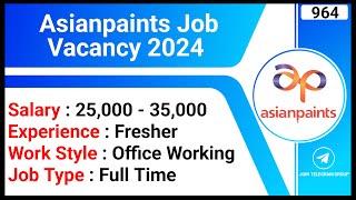 Asianpaints Job Vacancy 2024 | Retail Sales Jobs | Executive Jobs | MBA Marketing Job