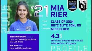 Mia Rier Class of 2024 Soccer Highlights | College Recruiting 2020-2021 clips