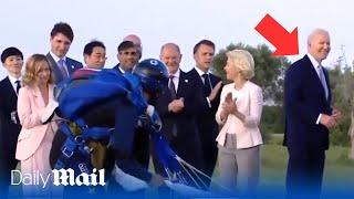 Joe Biden 'wanders' away during G7 parachute display photo op