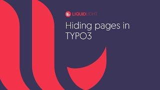 How to hide a page in TYPO3 CMS - several different approaches to hiding content