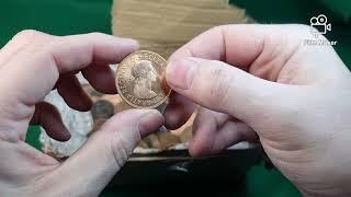 Bronze coins box opening