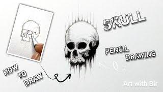 How to draw a Skull easy || Easy Skull pencil drawing tutorial for beginners || Art with Bir