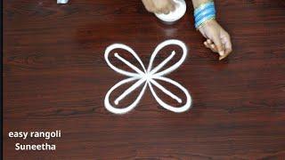 2 dots very simple and easy rangoli designs by Suneethasmall color kolamdaily muggulu design