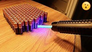 EXPERIMENT MOST POWERFUL LASER vs 100 BATTERIES!! | David Vlas
