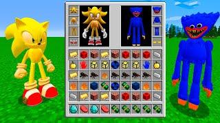 REALISTIC SUPER SONIC vs HUGGY WUGGY Inventory Shop MINECRAFT SUPERHERO CHALLENGE Animation