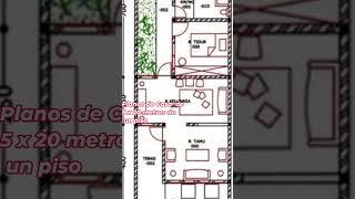 Plano de casa de 5 x 20 metros de un pisos #diseño #casa #planosdearquitectura