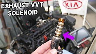 EXHAUST VARIABLE TIMING VVT SOLENOID REPLACEMENT REMOVAL LOCATION KIA SORENTO, KIA SPORTAGE