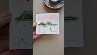 Minimalistic watercolor landscape ️ #shorts #watercolorpainting #minimalismus #art #watercolor
